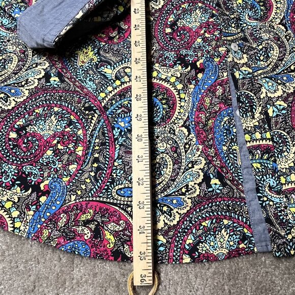 Cremieux Premium Denim Paisley Long Sleeve Button-Down Shirt 3XT Flip Cuff - Picture 9 of 10